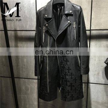 Wholesale New Product Sheep Skin Leather Coats Fashion Genuine Long Leather Coat photo-3
