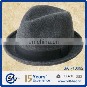 100% wool short brim fedora felt hat