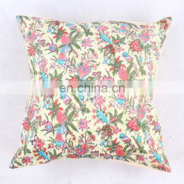 Indian Cotton Handmade White Kantha Cushion Cover Kantha Throw Pillow Cover Hand Quilted Decorative Cushion Cover Art