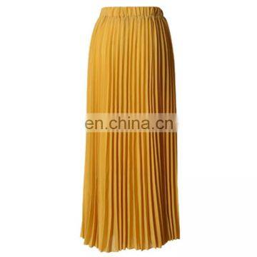 Wholesale Latest Elegant Islamic Long Skirt Plus Size Fashion Women Pleated Chiffon Skirt