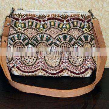 EMBROIDERED FASHION LEATHER BAG FOR LADIES GIRLS EMBELLISHED BAG