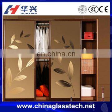 Safe Never-Fading Decorative Sliding Tempered Glass Wardrobe Aluminium Glass Door New Designs