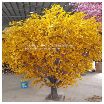 natural trunk artificial golden silk cloth leaves ginkgo tree