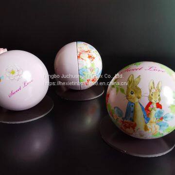 Chistmas Customized Spherical ball shape Tin With Sample Available sugar candy gift