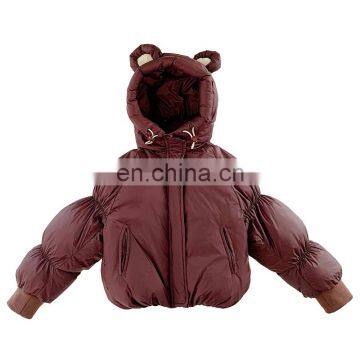 6360/ Bear Ear Winter Outdoor Hooded Kids Coat Cartoon Cute Causal Clothing