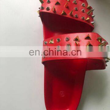 Latest Fashion Red Rivet Sandals Women New Slippers Slides Shoes 2021 Hot Sale Big Girl Beautiful Plus Size Sandals Slippers photo-5