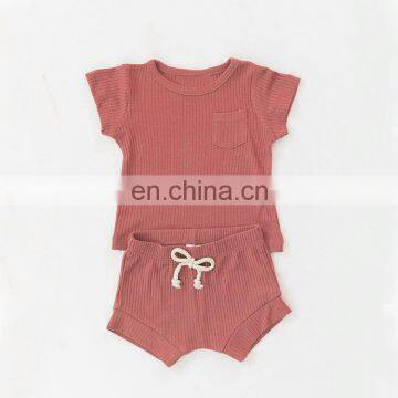 Short Sleeve Baby Sports Pajamas Suits Solid Color Short Pajamas Suits photo-2