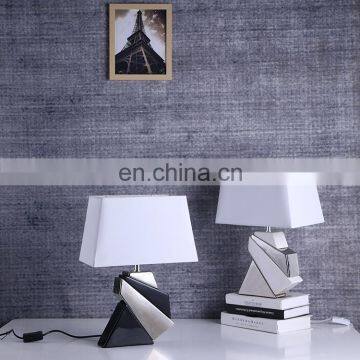 Western Modern Design Geometric Modeling White Ceramic Base Bedside Table Lamps for Home Decor photo-5