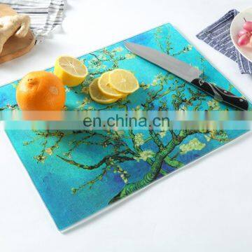 Cheap sublimation coated decorative tempered glass cutting board