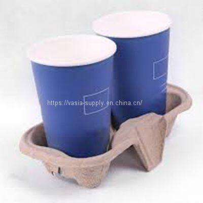 Pack 2-Cup Pulp Fiber Drink Carrier, to Go Coffee Cup Holder, Disposable Drink Carrier Tray for Hot or Cold Drinks, Coffee Shops, Takeaway Shops, Restaurants, Grocery Stores, Juice Bars