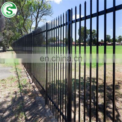 China wholesale ornamental pressed spear top black powder coated tubular steel  fencing, iron fence, steel tube fence panel