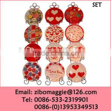 Valentine's Designed Custom Porcelain Plates with Rack for Decoration Items for Tableware