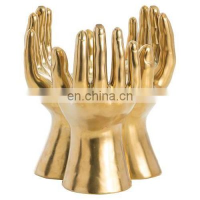 gold plated hand shape bowl