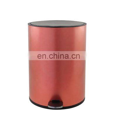 New design household 8L 12L round shape indoor  stainless kitchen dustbin wholesale with thin lid pedal bin