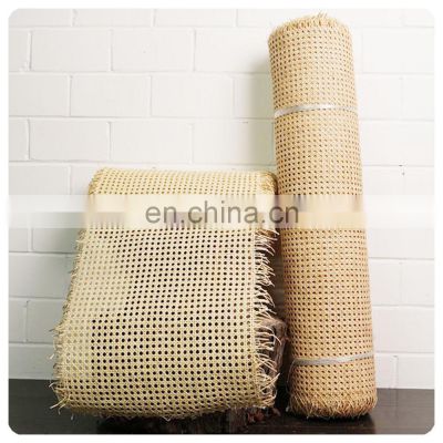 Furniture Sustainable Handmade Original Color Natural Mesh Roll Woven Cross Weave Bleashed Rattan Webbing