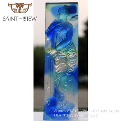 Custom Casting Art Crystal Glass Pate De Verre Nude Interior Decorative Wall Plaques Brick photo-3