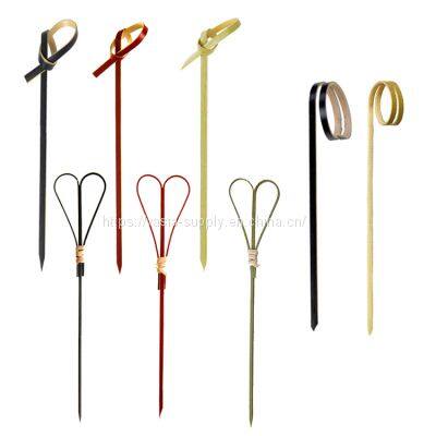 Food Hamburger Eating Disposable Bamboo Knotted Picks 12cm appetizer fruit picks