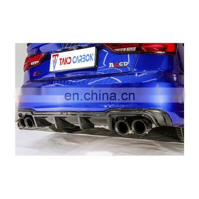 TAKD Brand Hot Selling Full-dry Carbon Fiber Process Car Rear Diffuser Spoiler Bumper Lip For AUDI S3 8V