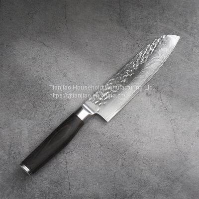 Santoku Knife 7 inch VG10 Damascus Steel Chef knife with Pakkawood Handle Kitchen Knives