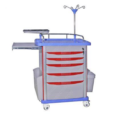 China Manufacture Hospital Furniture ABS Plastic Anesthesia Medicine Medical Multi-function Cart Emergency Treatment Trolley