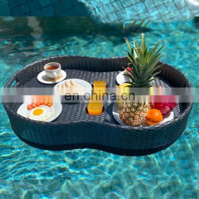 Vietnam Supplier PE Rattan Floating Pool Tray Hotel Water Floating Breakfast Serving Tray