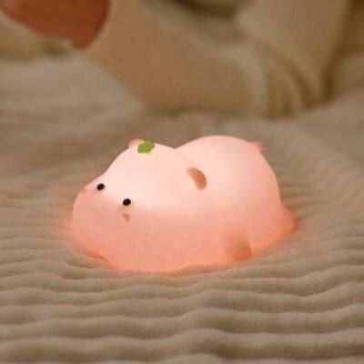 Cute Hippo Lamp Rechargeable Touch Light Silicone Night Light Baby Custom Led Soft Touch Silicone Night Light for Kids photo-2