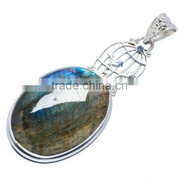 925 SOLID STERLING FINE SILVER LABRADORITE PENDANT