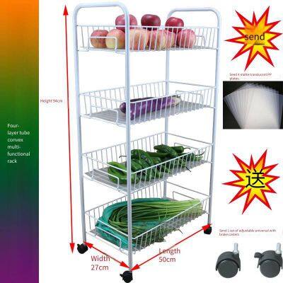 Простая мебель: многофункциональная многоуровневая тележка - стеллаж с круглыми трубками и без волнистости, 4 уровня
