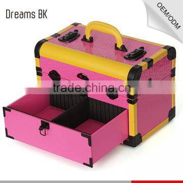 Small hair stylist beauty tool display cases portable cosmetic makeup case with carring handle