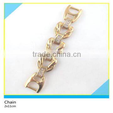 Glass Rhineatone Belt Chian Shainy Gold Metal Material Rhinestone Chian 2x11cm