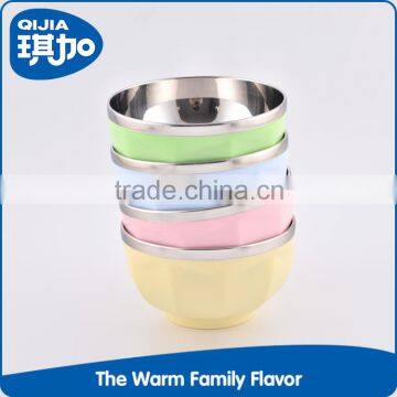 China manufacturer eco friendly safety heat proof stainless steel and plastic bowl