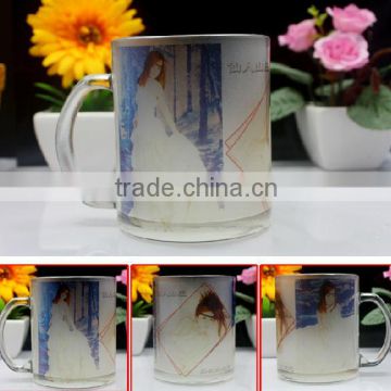 wholesale 11oz heat transfer blanks sublimation frosted glass mug