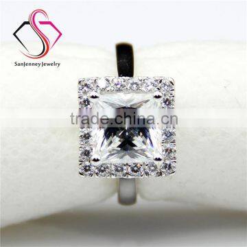 Princess Cut Moissanite Sqaure Halo 3 Carat 8mm Center 14k 18k White Yellow Gold Platinum Diamond Engagement Ring photo-3