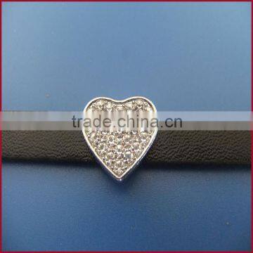 DIY 10mm inner width heart shaped slide charms factory direct wholesale zinc alloy accessories