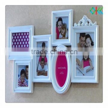 wall white collage photo frame with plastic material