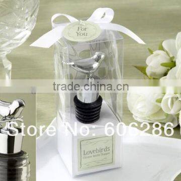 2014 love birds chrome wine bottle stopper wedding decoration party