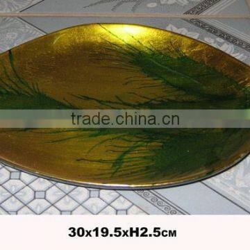 Hot sale gold leaf shape lacquered plate