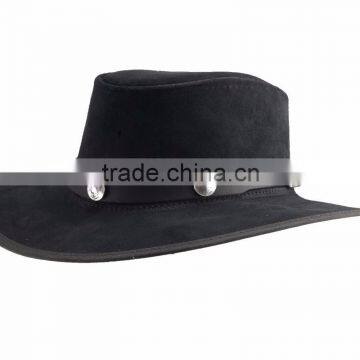 2015 FASHION STYLISH BROWN BLACK GENUINE LEATHER 6 DIME BAND TOP HAT FOR MENS