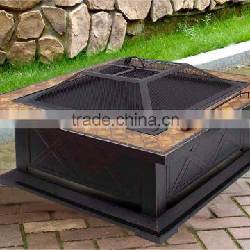 36inch square Fire Pit Table with rust yellow slate