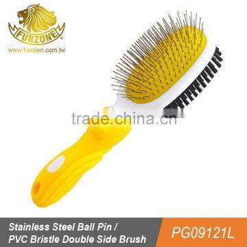 Stainless Steel Ball Pin / PVC Bristle Double Side Brush Pet Dog Grooming