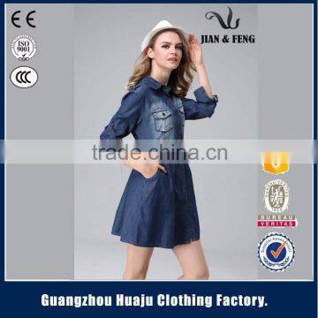Wholesale Fashion Girl New Model Woman Summer Blue Denim Dress for Ladies photo-5