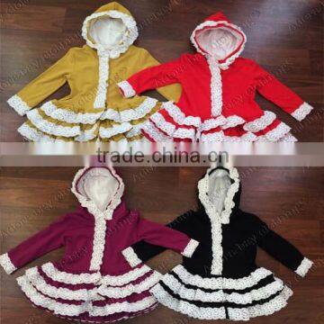 Wholesale kids girl ruffle coat fall winter fashion ruffle tops children clothing