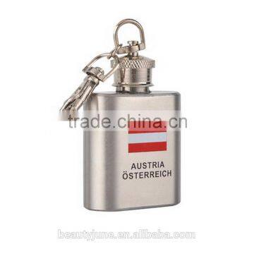 1oz mini stainless steel hip flask keychain hip flask alcohol party man set gift wholesale keychain