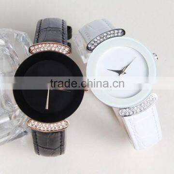 promotional leather band watch leather wrist watches for couple customized leather watches with stones