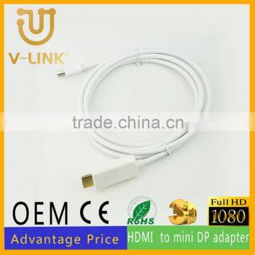 High speed hdmi to mini dp adapter cable with high definition