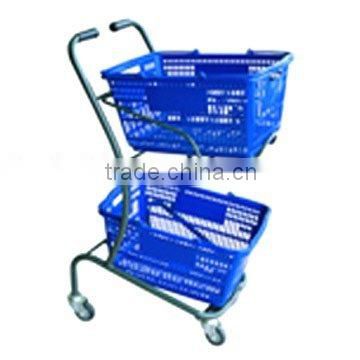 Dachang Factory Shopping Trolley with baskets Powder Coated Two levels/trolley cart/small and convenient cart/AEON style