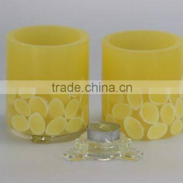 Yellow Decoration Tealight Candle With Real Shell