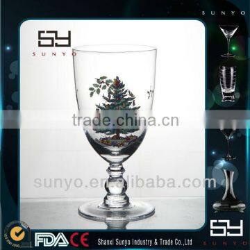 Artistical Beaded Stem Glass Ice-Cream Cup with Christmas tree