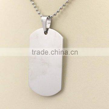 Smooth Plain Dog Tag Pendant Stainless Steel Necklace