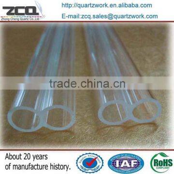 High Temperature Resistance Quartz Glass Twin Tube Shape